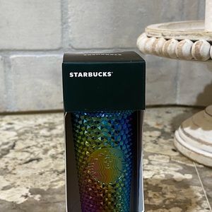 Starbucks Fall 2023 rainbow iridescent bling studded tumbler keychain. NWT